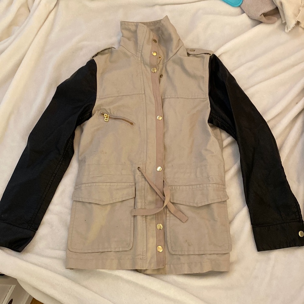 Faux leather arm coat